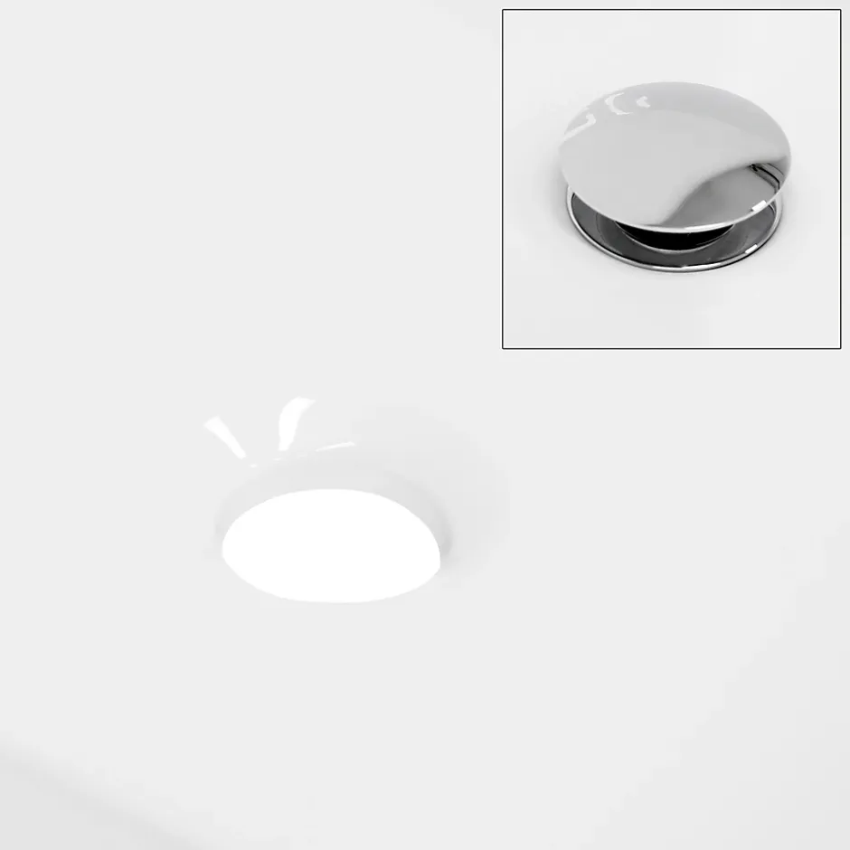 ECD Germany Vasque en céramique blanc ronde avec bonde de vidage salle de bain 400x147mm