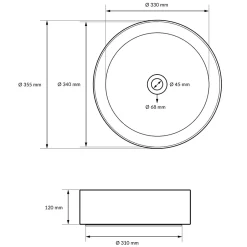 ECD Germany Vasque en céramique blanc ronde avec bond de vidage salle de bain 355x120 mm* Vasque À Poser