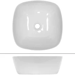 ECD Germany Vasque en céramique blanc carré avec bonde de vidage salle de bain 405x140 mm