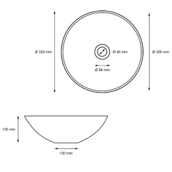 ECD Germany Vasque en céramique blanc avec bonde de vidage pour salle de bain