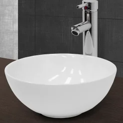 ECD Germany Vasque en céramique blanc avec bonde de vidage pour salle de bain