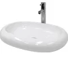 ECD Germany Vasque en céramique blanc avec bonde de vidage pour salle de bain 630x420x120 mm