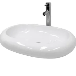 ECD Germany Vasque en céramique blanc avec bonde de vidage pour salle de bain 630x420x120 mm
