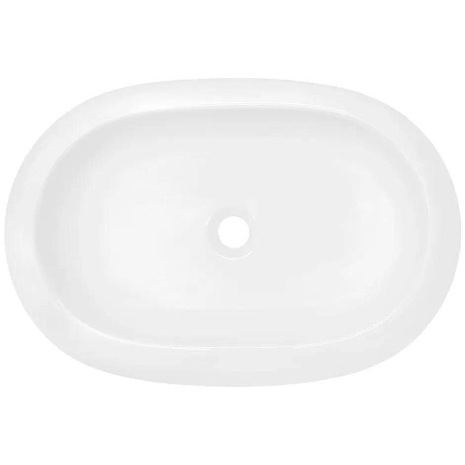 ECD Germany Vasque en céramique blanc avec bonde de vidage pour salle de bain 630x420x120 mm