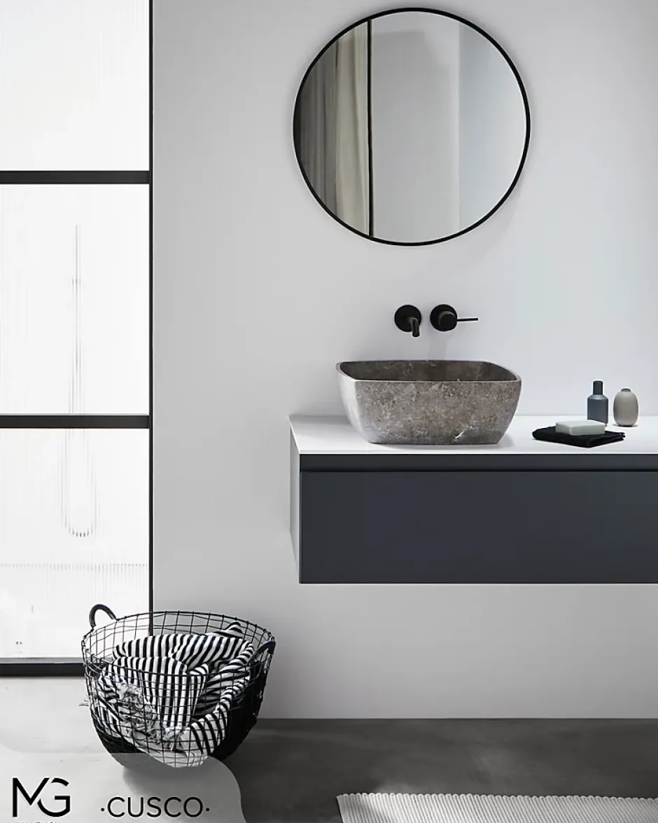 MG Valencia Vasque en marbre naturel CUSCO GREY 40x40x15 cm