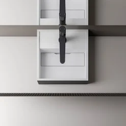 Bernstein Vasque Lavabo à poser design 30x30x10cm Lave main fonte minérale Salle de bain & toilettes - BA2027 - Noir/Blanc* Lavabo