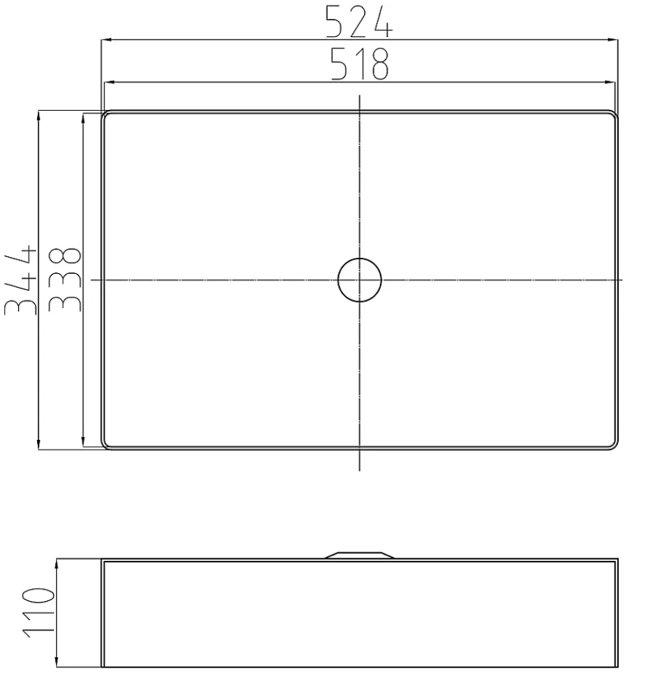 Bernstein Vasque Lavabo rectangulaire à poser 52,4x34,4x11cm en acier inoxydable sur meuble de salle de bain NT12 - Noir mat