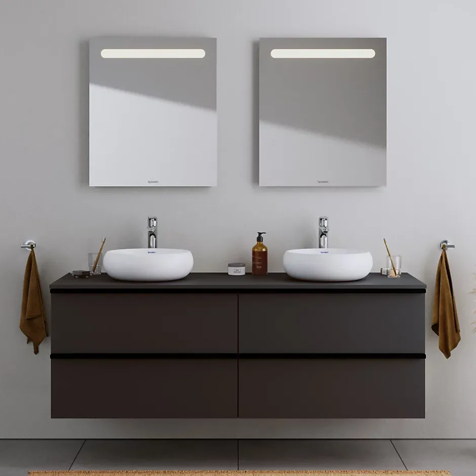 Duravit Vasque Lavabo rond design à poser Diamètre 40cm en fonte minérale - Blanc mat - DURAVOLO* Vasque À Poser