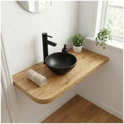 Mob-In Vasque lave-mains à poser ronde en céramique noir 26cm* Plan Vasque Lave-Mains