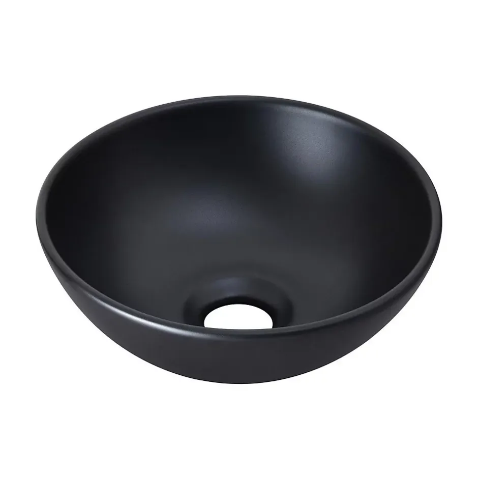 Mob-In Vasque lave-mains à poser ronde en céramique noir 26cm* Plan Vasque Lave-Mains