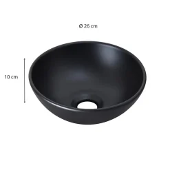 Mob-In Vasque lave-mains à poser ronde en céramique noir 26cm* Plan Vasque Lave-Mains