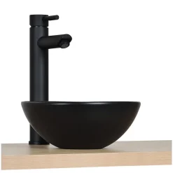 Mob-In Vasque lave-mains à poser ronde en céramique noir 26cm* Plan Vasque Lave-Mains