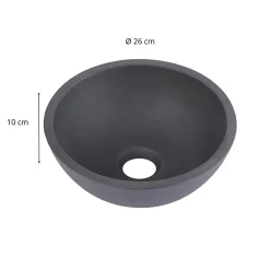 Mob-In Vasque lave-mains à poser ronde en béton gris 26cm