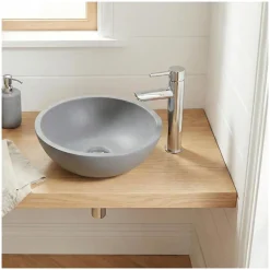 Mob-In Vasque lave-mains à poser ronde en béton gris 26cm