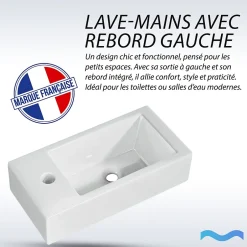 Dileci Vasque lave-mains sortie gauche (36,5x18x9cm) -