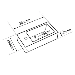 Dileci Vasque lave-mains sortie gauche (36,5x18x9cm) -