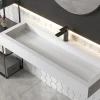 Bernstein Vasque moderne 120x46x13cm en fonte minérale, Lave main à poser - Blanc mat - PB2079