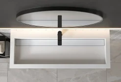 Bernstein Vasque moderne 120x46x13cm en fonte minérale, Lave main à poser - Blanc mat - PB2079