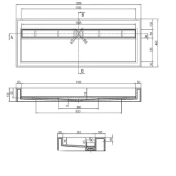 Bernstein Vasque moderne 120x46x13cm en fonte minérale, Lave main à poser - Blanc mat - PB2079