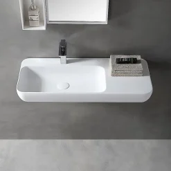 Bernstein Vasque moderne 90x40x12cm Lavabo en fonte, Lave main suspendu à poser, sans robinet ni bonde - TWG202