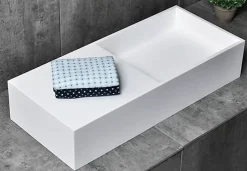 Bernstein Vasque moderne 75x32,5x15cm Lavabo en fonte minérale, Lave main à poser avec bonde - TWG08* Lavabo