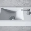 Bernstein Vasque murale suspendue design 44x22x10cm en fonte minérale - Blanc mat, Sans bonde ni cache, Rangement droite, Sans console* Lavabo