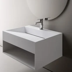 Bernstein Vasque murale 60x46x28cm en fonte minérale avec espace de rangement - blanc mat - TWG71* Lavabo