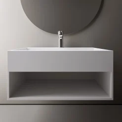 Bernstein Vasque murale 60x46x28cm en fonte minérale avec espace de rangement - blanc mat - TWG71* Lavabo