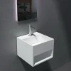 Bernstein Vasque murale 32,5x32,5x25cm en fonte minérale avec espace de rangement - PB2035* Lavabo