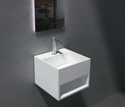 Bernstein Vasque murale 32,5x32,5x25cm en fonte minérale avec espace de rangement - PB2035* Lavabo