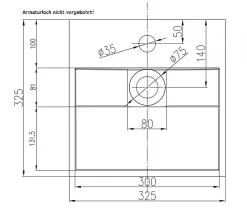 Bernstein Vasque murale 32,5x32,5x25cm en fonte minérale avec espace de rangement - PB2035* Lavabo