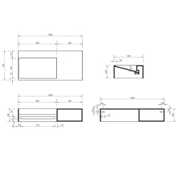 Bernstein Vasque murale 100x46x20cm en fonte minérale avec espace de rangement - TWG62