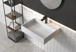 Bernstein Vasque murale 60x46x13cm en fonte minérale - PB2080 - blanc mat