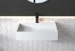 Bernstein Vasque murale 60x46x13cm en fonte minérale - PB2080 - blanc mat
