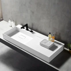 Bernstein Vasque murale 120x50x12cm ou à poser avec espace de rangement - fonte minérale - TWG222* Lavabo
