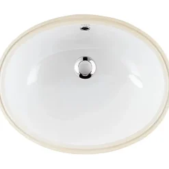 Sanindusa Vasque ovale a encastrer par dessous 57x45 hauteur 20cm porcelaine vitrifiée VOUGA blanche (vidage non inclus)* Vasque À Encastrer