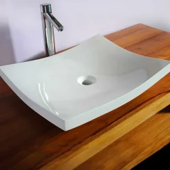 Autres Vasque plate blanche en résine à poser pour salle de bain moderne* Vasque À Poser