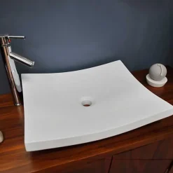 Autres Vasque plate blanche en résine à poser pour salle de bain moderne* Vasque À Poser