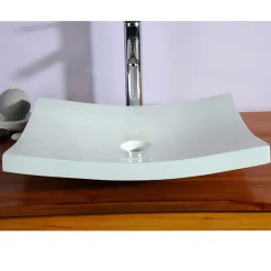 Autres Vasque plate blanche en résine à poser pour salle de bain moderne* Vasque À Poser