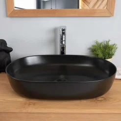 Wanda Collection Vasque rectangulaire en céramique noir Phébie 61cm* Vasque À Poser