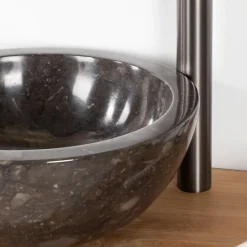 Wanda Collection Vasque ronde Barcelone à poser en marbre de couleur noir - diamètre 30 cm