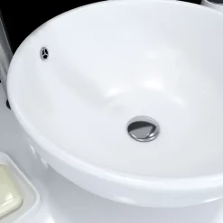 Aurlane Vasque ronde en céramique blanche à poser - Diamètre 42cm - Hauteur 18cm - PARABOLA