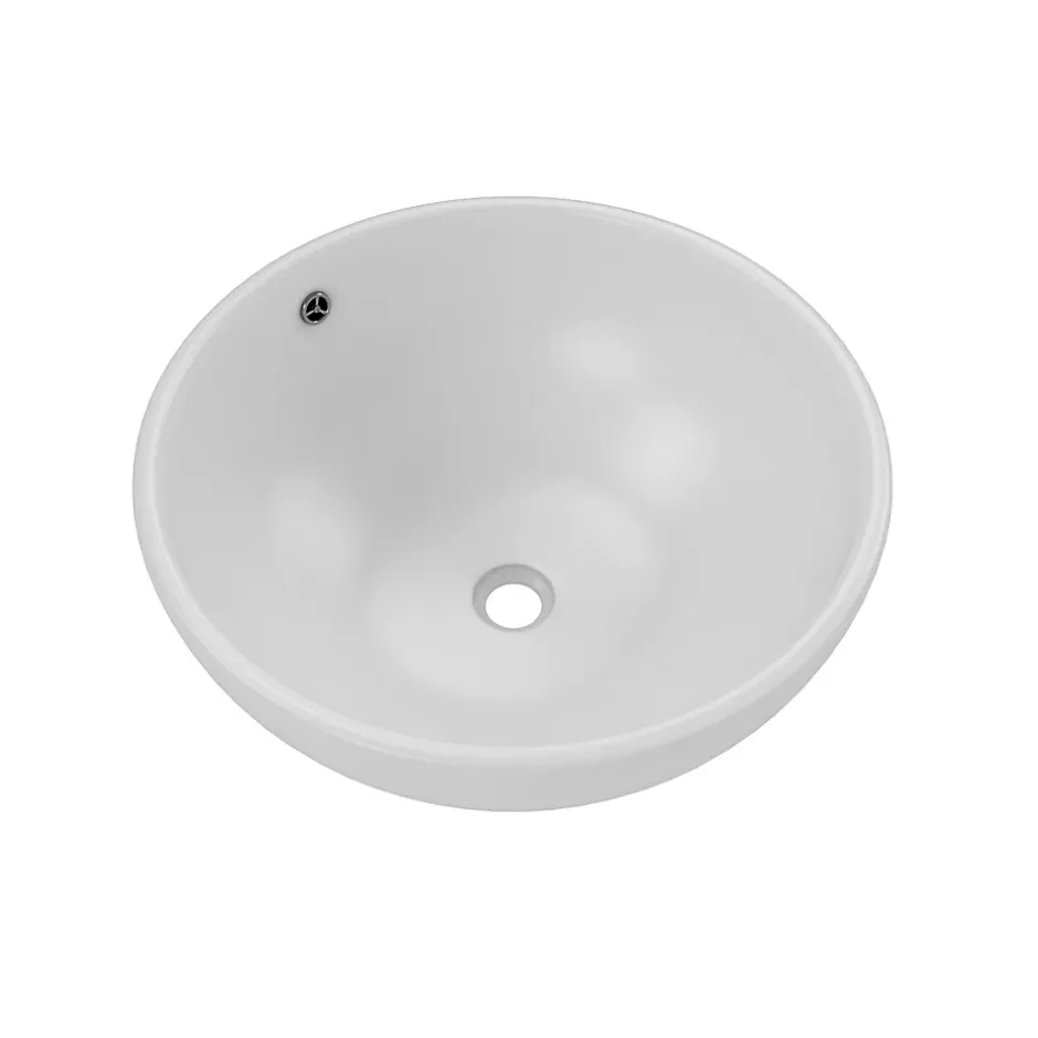 Aurlane Vasque ronde en céramique blanche à poser - Diamètre 42cm - Hauteur 18cm - PARABOLA