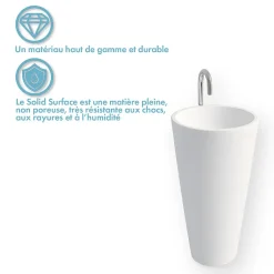 Ambra Vasque salle de bain colonne sur pied,en Solid surface 50 cm - Kezia* Lavabo