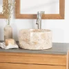 Wanda Collection Vasque salle de bain ronde à poser en marbre Ulysse 30 cm crème* Vasque À Poser