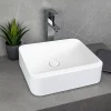 Ambra Vasque salle de bain semi-encastrée rectangulaire 45 cm en Pierre de synthèse finition mat - Hanaé