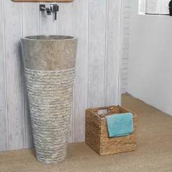 Wanda Collection Vasque salle de bain sur pied en marbre Florence gris