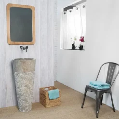 Wanda Collection Vasque salle de bain sur pied en marbre Florence gris