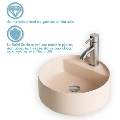 Ambra Vasque Semi-Encastrée - 42,5 cm - en Solid surface - Beige Rosé - Aurélie* Vasque À Encastrer