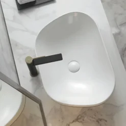 Homesight Vasque semi-encastrée galet céramique blanc Ola